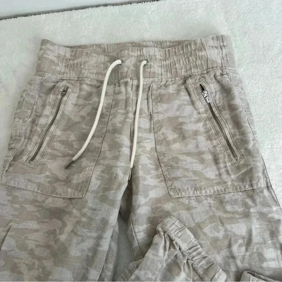 Athleta Tan Camo Print High Rise Cabo Tide Linen Jogger Pants - Picture 5 of 14